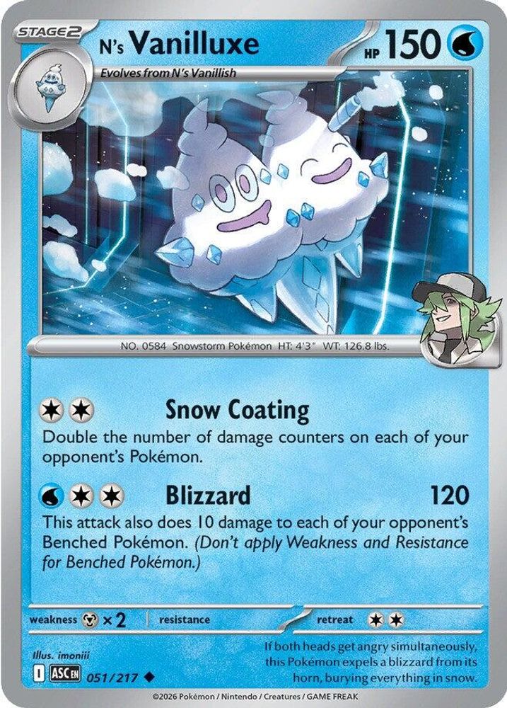 N's Vanilluxe - 051/217 - - ASCENDED HEROES - Pokemon - Uncommon | AA110-12