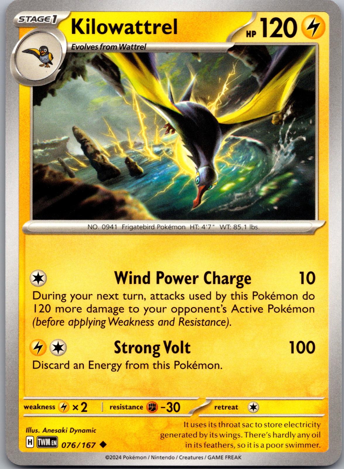 Kilowattrel - 076/167 - - TWILIGHT MASQUERADE - Pokemon - Uncommon | AA84-16