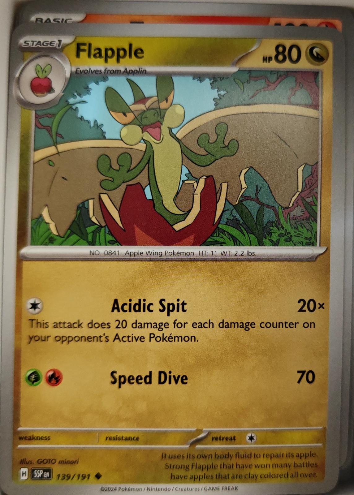 Flapple - 139/191 - - SURGING SPARKS - Pokemon - Uncommon | AA09-35