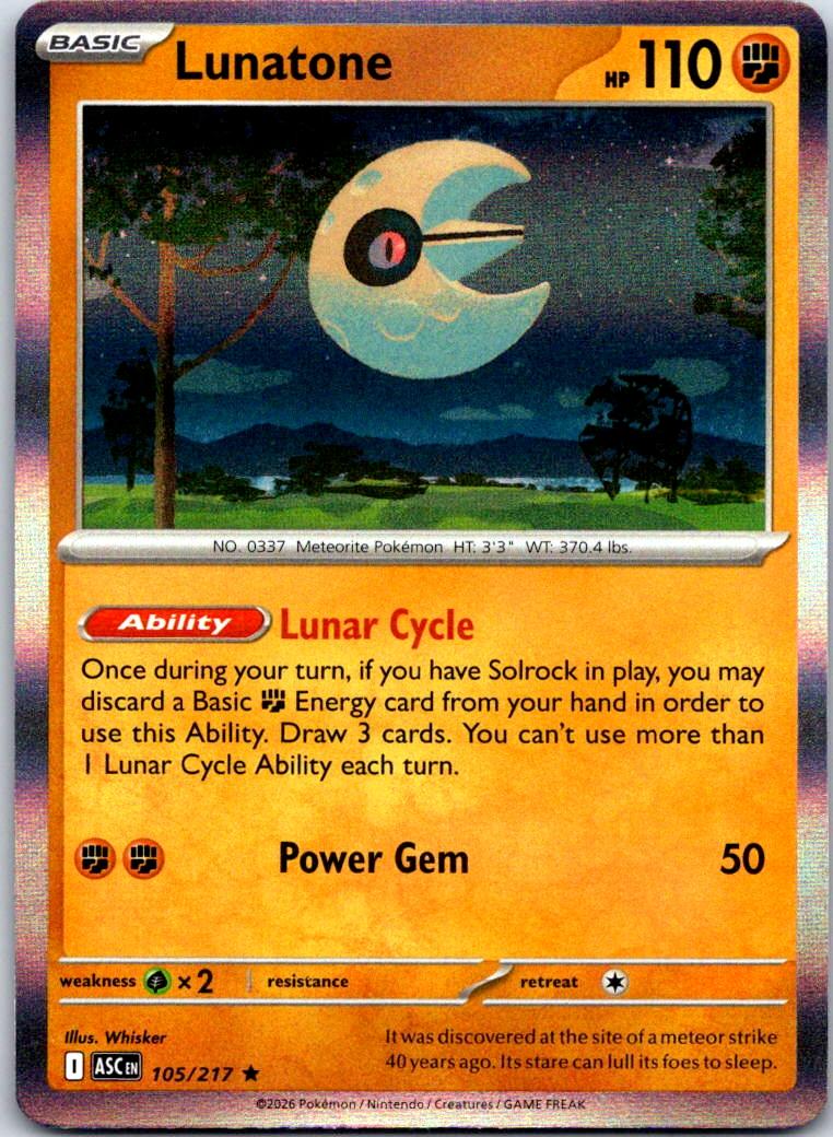 Lunatone - 105/217 - Holo - ASCENDED HEROES - Pokemon - Rare | AB07-50