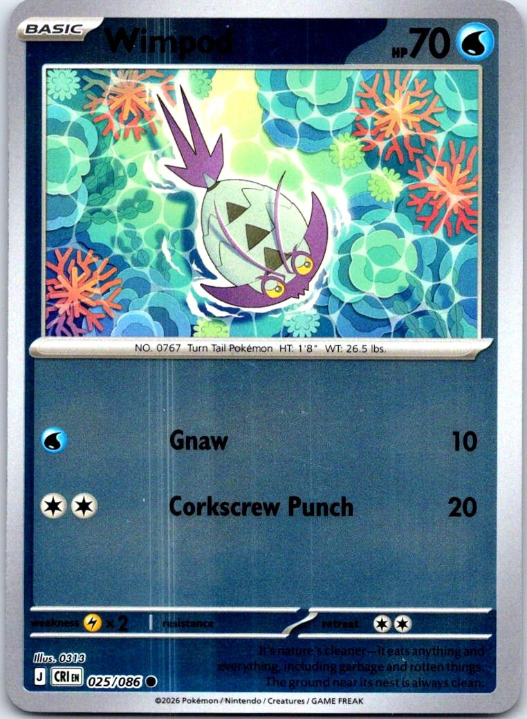 Wimpod - 025/086 - Reverse Holo - CHAOS RISING - Pokemon - Common | AB42-39