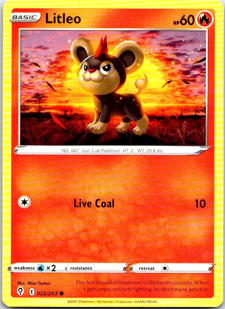 Litleo - 022/203 - - EVOLVING SKIES - Pokemon - Common | AB35-31