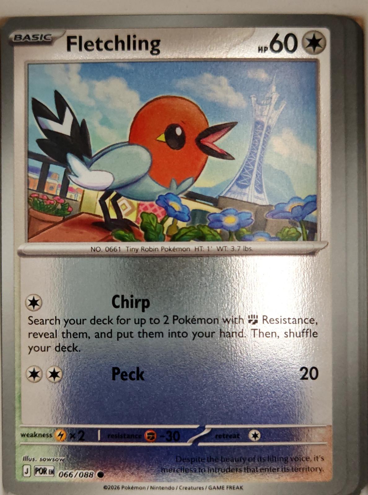 Fletchling - 066/088 - Reverse Holo - PERFECT ORDER - Pokemon - Common | AA04-9