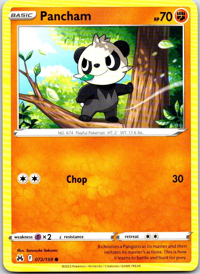 Pancham - 072/159 - - CROWN ZENITH - Pokemon - Common | AA104-42
