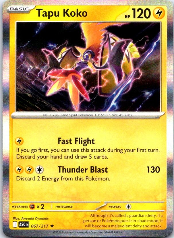 Tapu Koko - 067/217 - Holo - ASCENDED HEROES - Pokemon - Rare | AC29-17