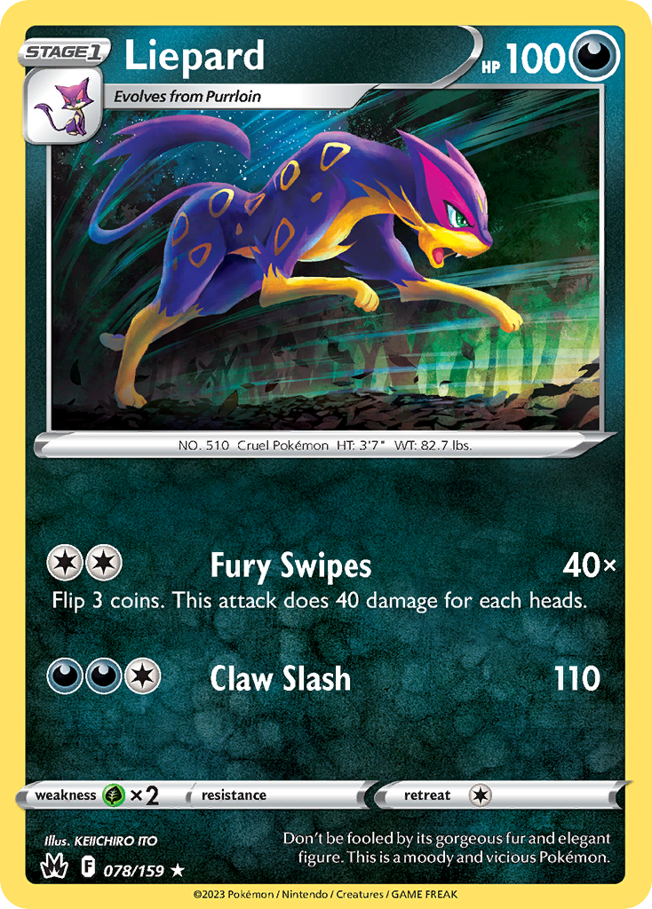 Liepard - 078/159 - - CROWN ZENITH - Pokemon - Rare | AA103-19