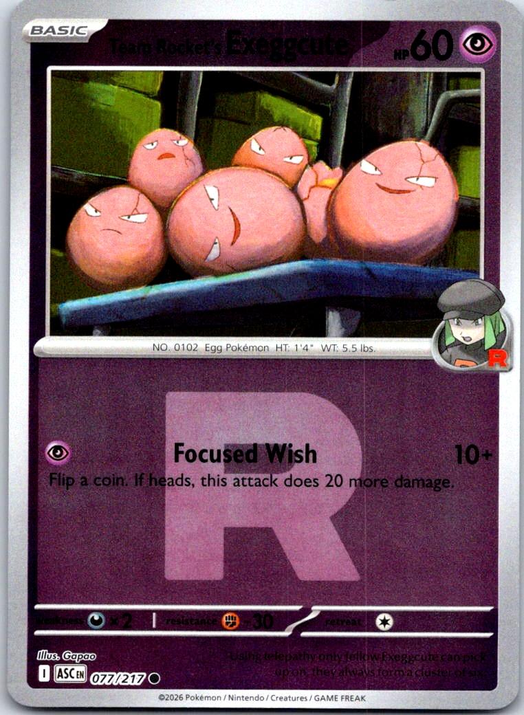 Team Rocket's exeggcute (Team Rocket) - 077/217 - Reverse Holo - ASCENDED HEROES - Pokemon - | AA131-38