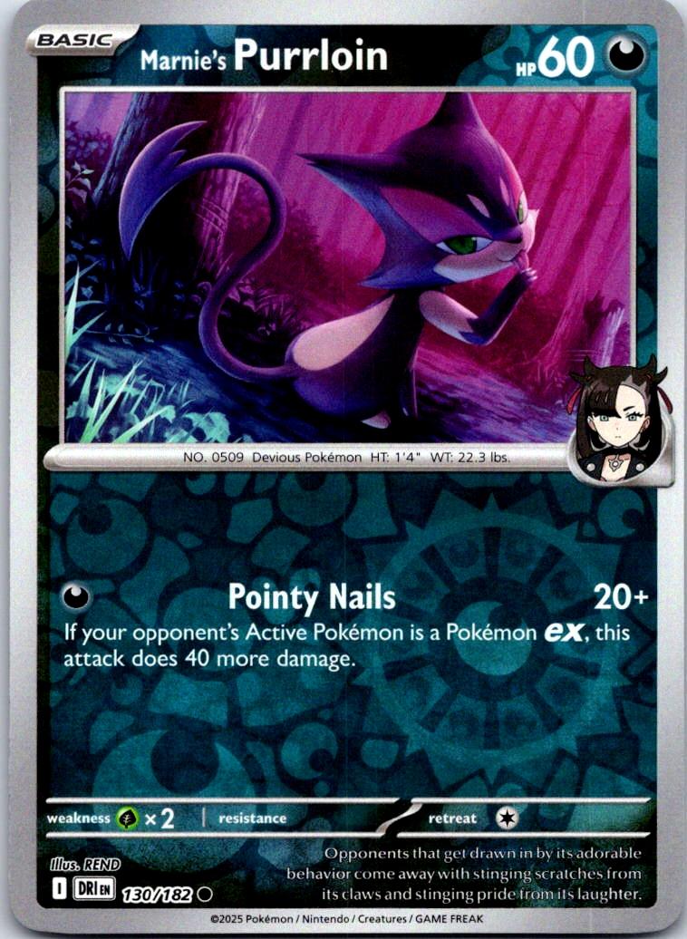 Marnie's Purrloin - 130/182 - Reverse Holo - DESTINED RIVALS - Pokemon - | AA128-33