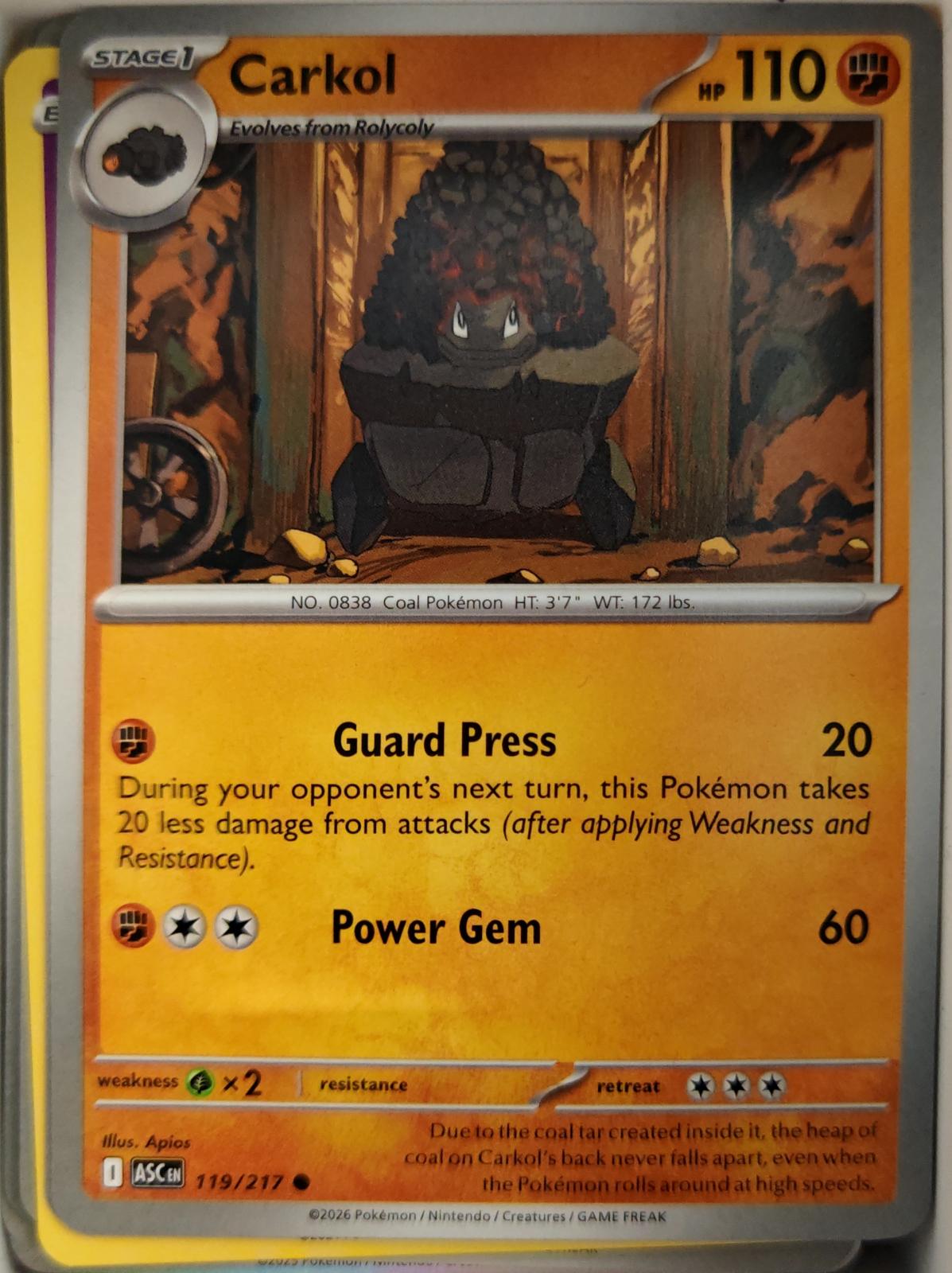 Carkol - 119/217 - - ASCENDED HEROES - Pokemon - Common | AA20-80