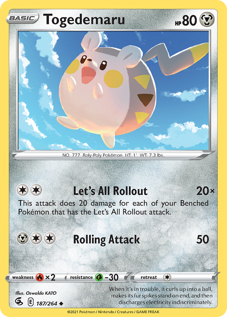 Togedemaru - 187/264 - - FUSION STRIKE - Pokemon - Uncommon | AA66-16