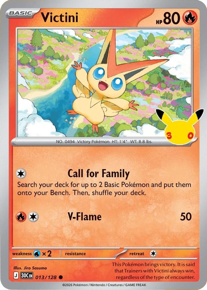 Victini - 013/128 - Holo - ME: 30TH CELEBRATION - Pokemon - Common | AA97-3