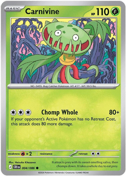 Carnivine - 004/086 - Reverse Holo - CHAOS RISING - Pokemon - Common | AA24-36