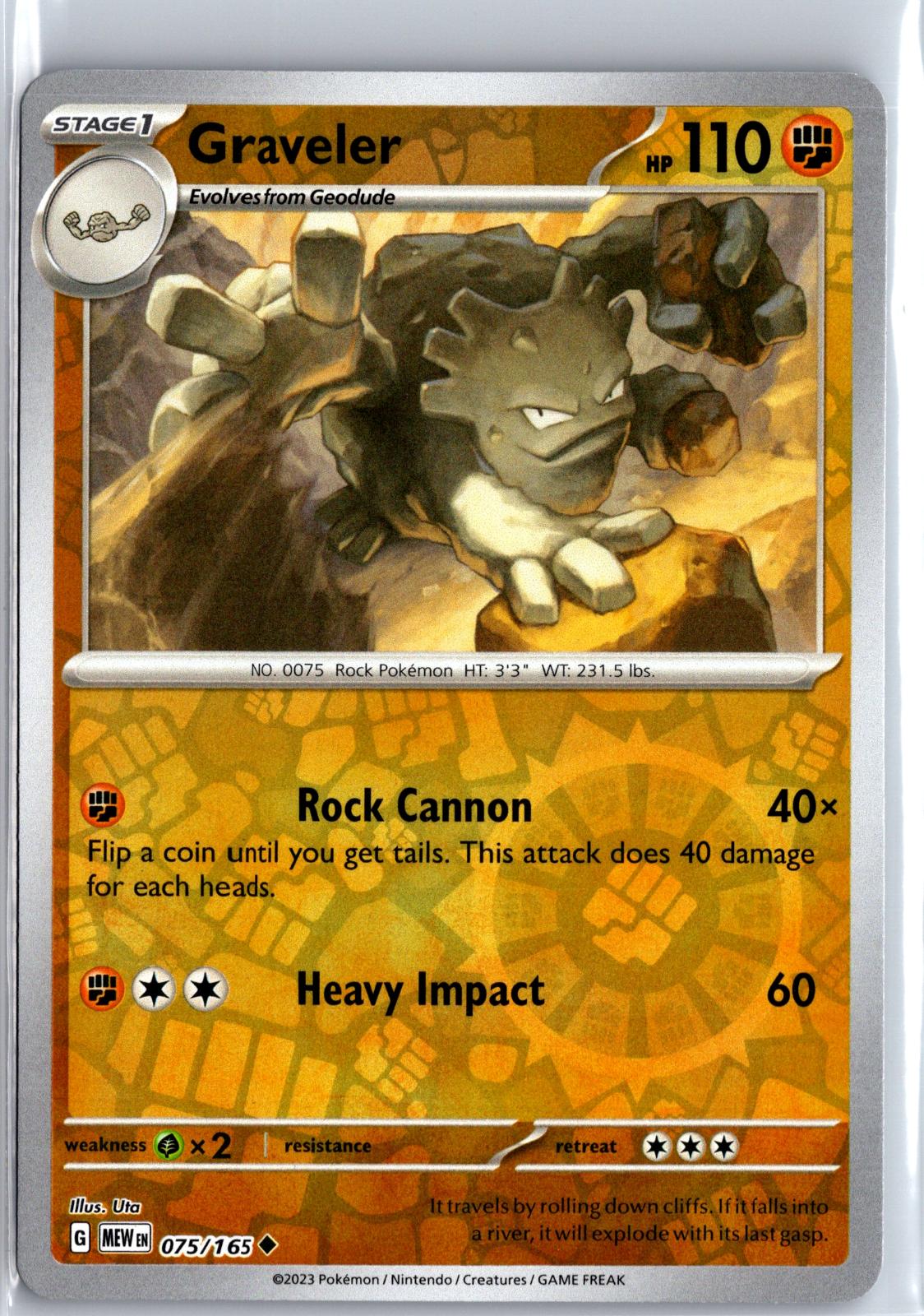 Graveler - 075/165 - Reverse Holo - 151 - Pokemon - Uncommon | AA129-13