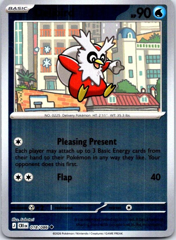 Delibird - 018/086 - Reverse Holo - CHAOS RISING - Pokemon - Uncommon | AC28-34