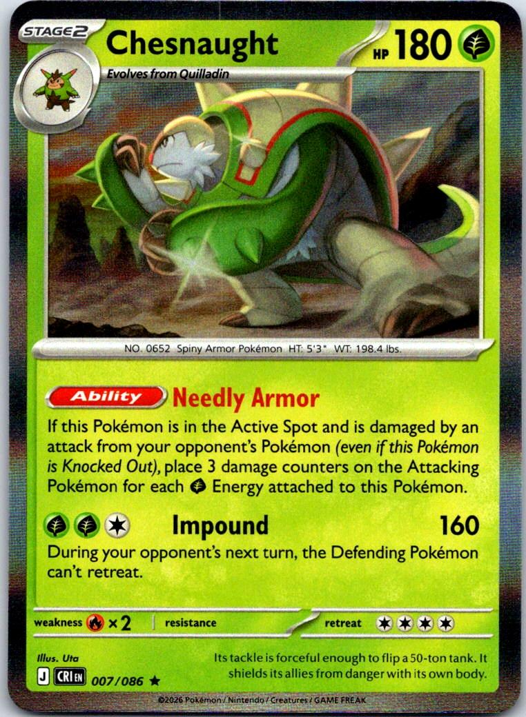 Chesnaught - 007/086 - Holo - CHAOS RISING - Pokemon - Rare | AB06-33