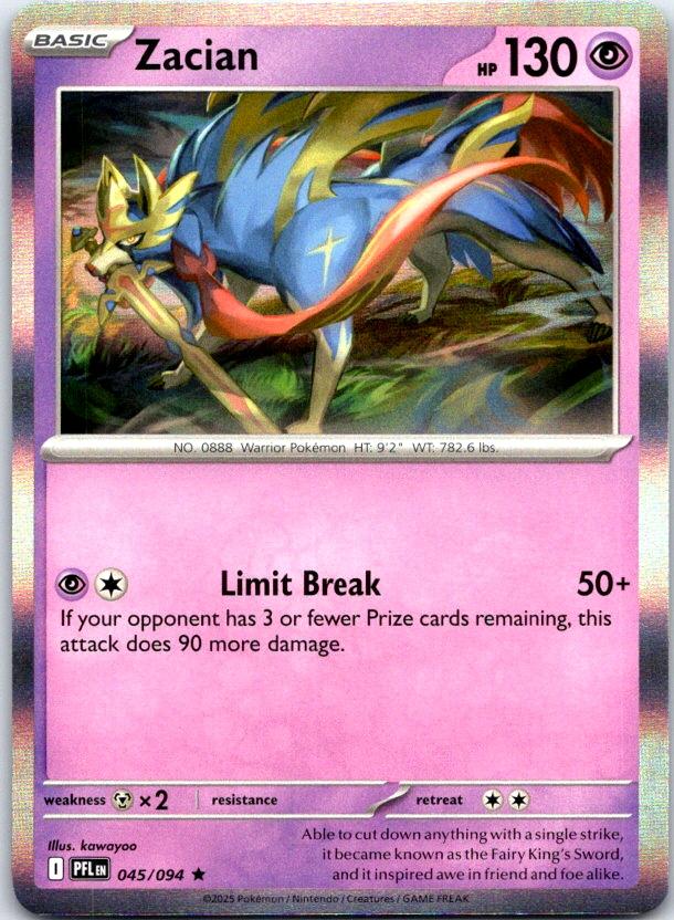 Zacian - 045/094 - Holo - PHANTASMAL FLAMES - Pokemon - Rare | AC29-47