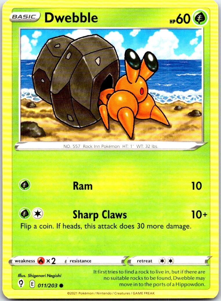 Dwebble - 011/203 - - EVOLVING SKIES - Pokemon - Common | AB29-45