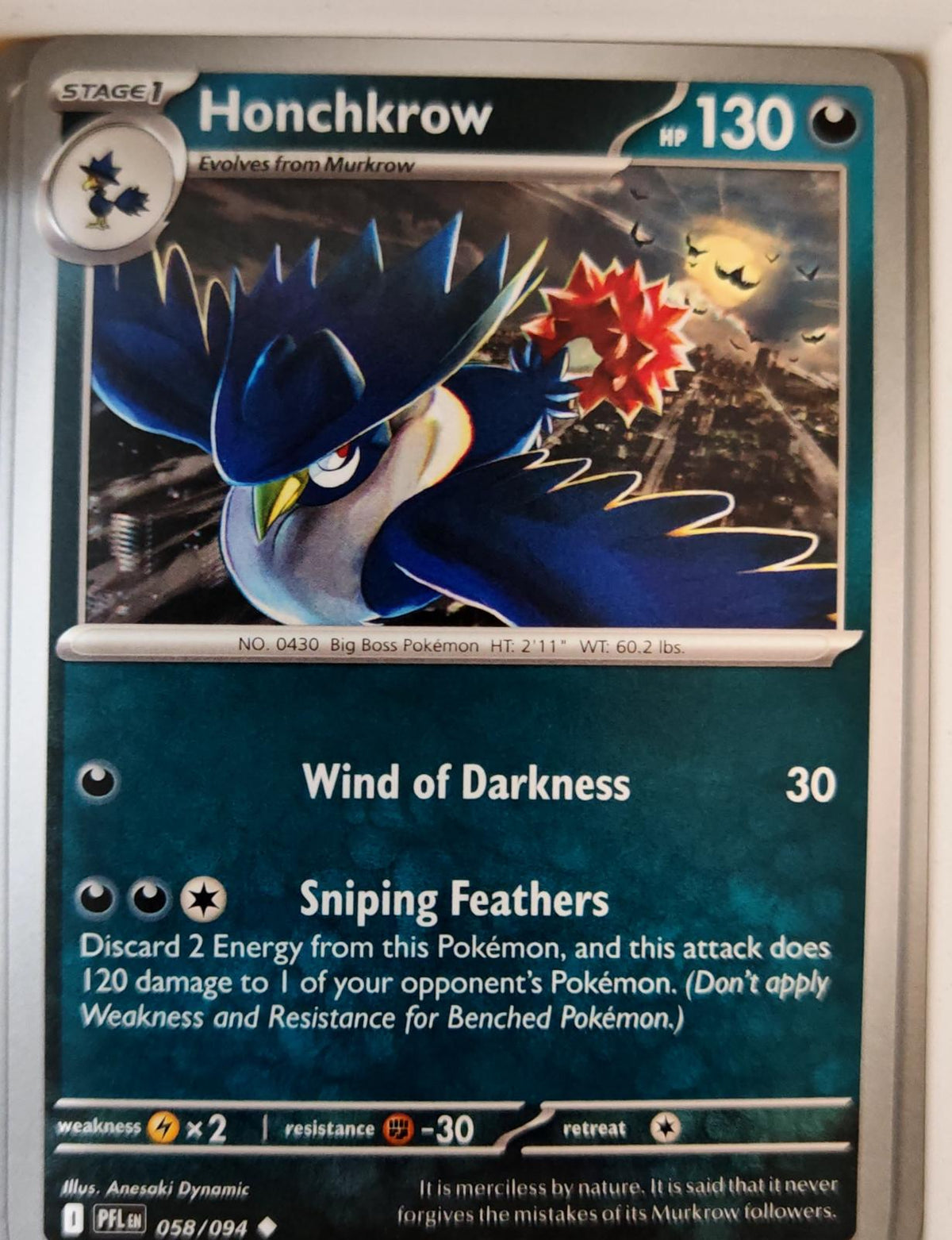 Honchkrow - 058/094 - - PHANTASMAL FLAMES - Pokemon - Uncommon | AA07-20