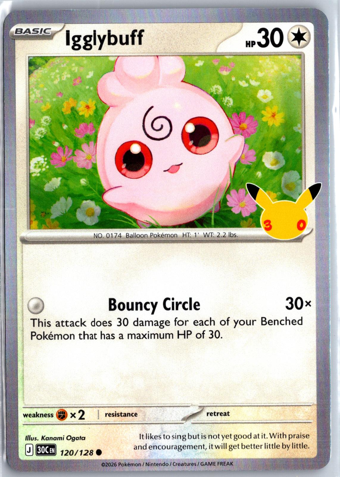 Igglybuff - 120/128 - Holo - ME: 30TH CELEBRATION - Pokemon - | AA98-20