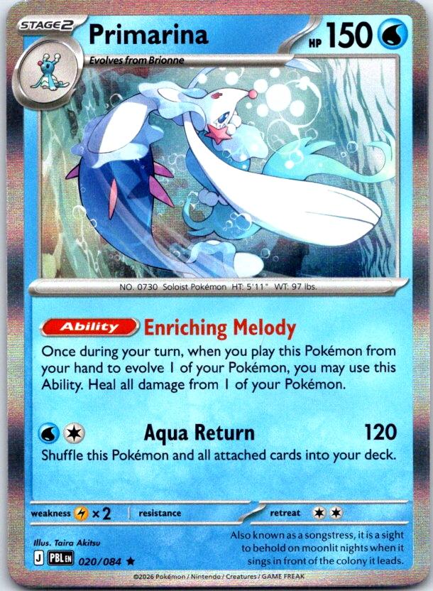 Primarina - 020/084 - Holo - PITCH BLACK - Pokemon - Rare | AC01-34