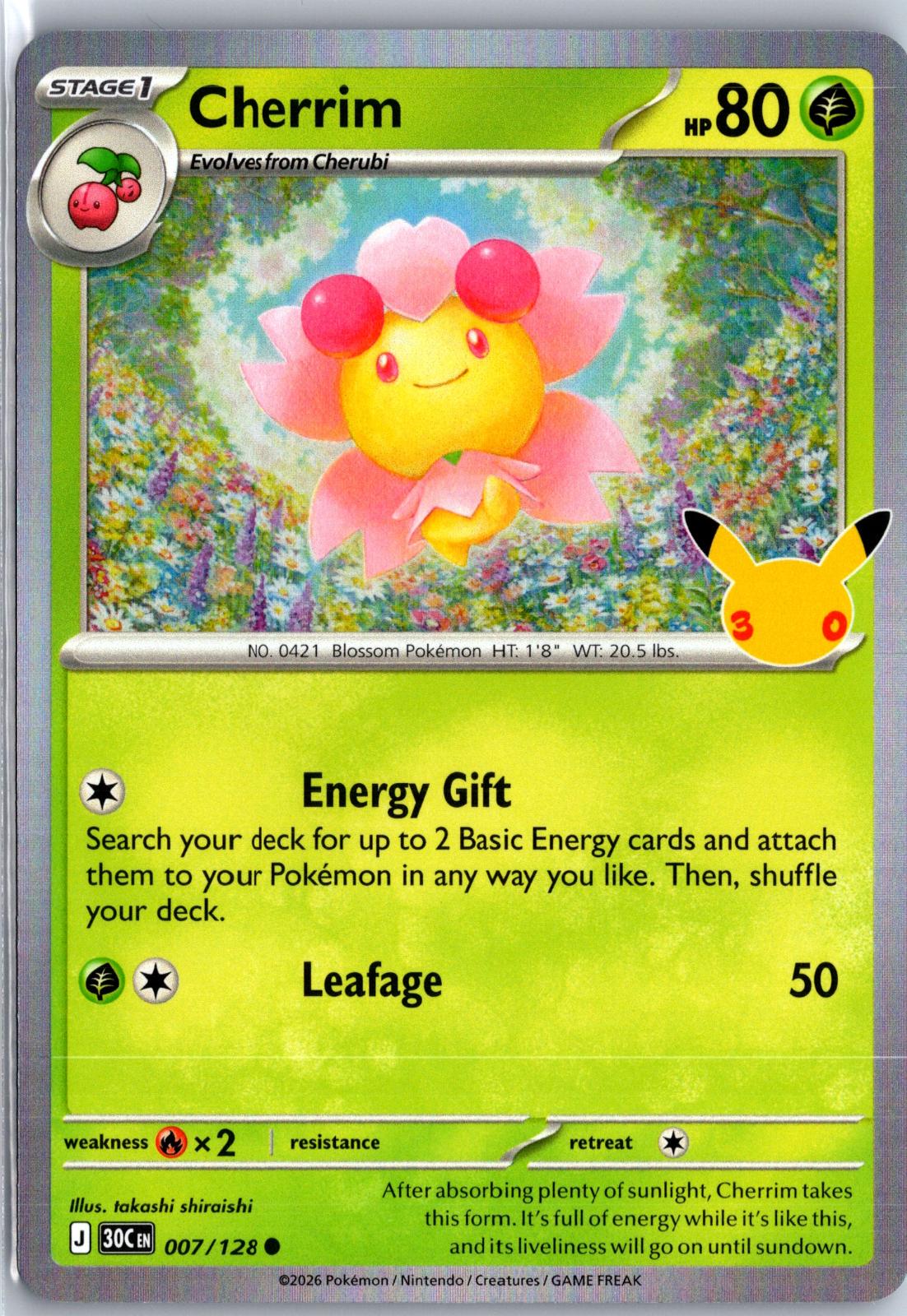 Cherrim - 007/128 - Holo - ME: 30TH CELEBRATION - Pokemon - Common | AA98-16