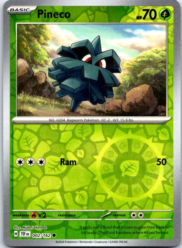 Pineco - 002/162 - Reverse Holo - TEMPORAL FORCES - Pokemon - Common | AC15-6