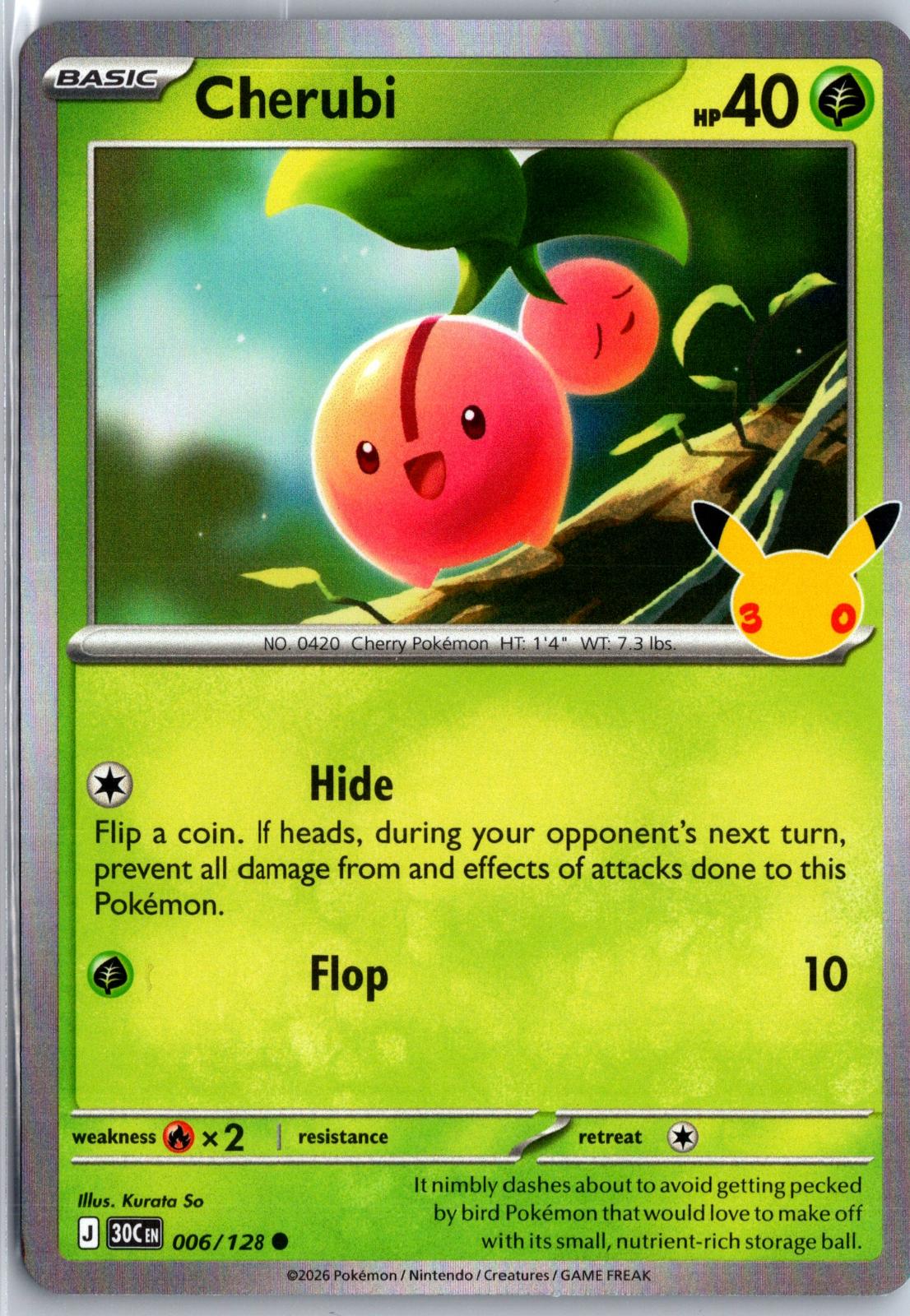 Cherubi - 006/128 - Holo - ME: 30TH CELEBRATION - Pokemon - Common | AA98-29