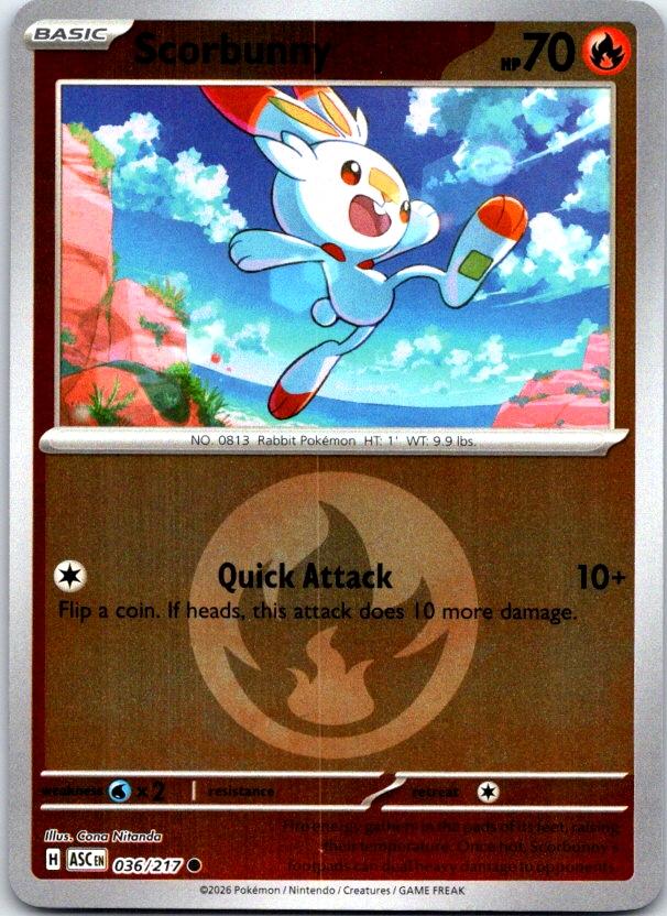 Scorbunny (Energy Symbol Pattern) - 036/217 - Reverse Holo - ASCENDED HEROES - Pokemon - | AC27-37