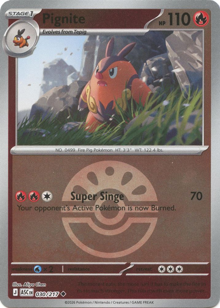 Pignite (Friend Ball) - 030/217 - Reverse Holo - ASCENDED HEROES - Pokemon - | AA119-37
