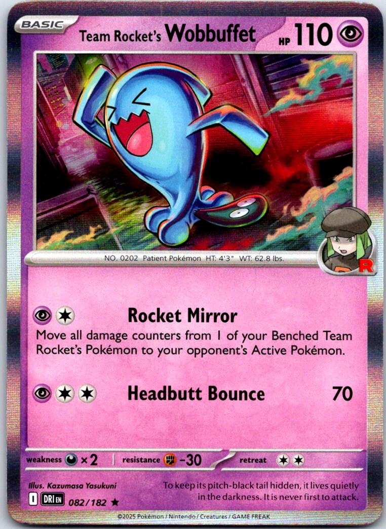 Team Rocket's Wobbuffet - 082/182 - Holo - DESTINED RIVALS - Pokemon - | AB06-7
