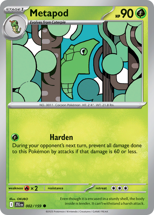 Metapod - 002/159 - Reverse Holo - JOURNEY TOGETHER - Pokemon - Common | AA22-3