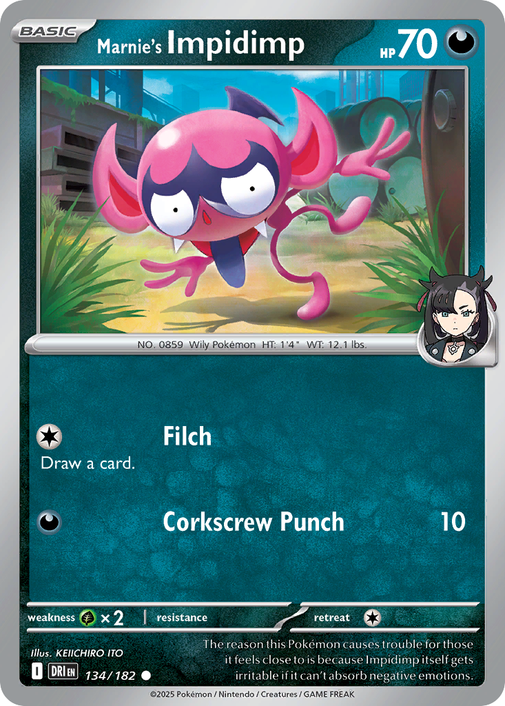 Marnie's Impidimp - 134/182 - Reverse Holo - DESTINED RIVALS - Pokemon - | AA20-15