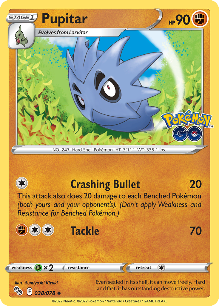 Pupitar - 038/078 - Reverse Holo - POKEMON GO - Pokemon - Uncommon | AA119-8