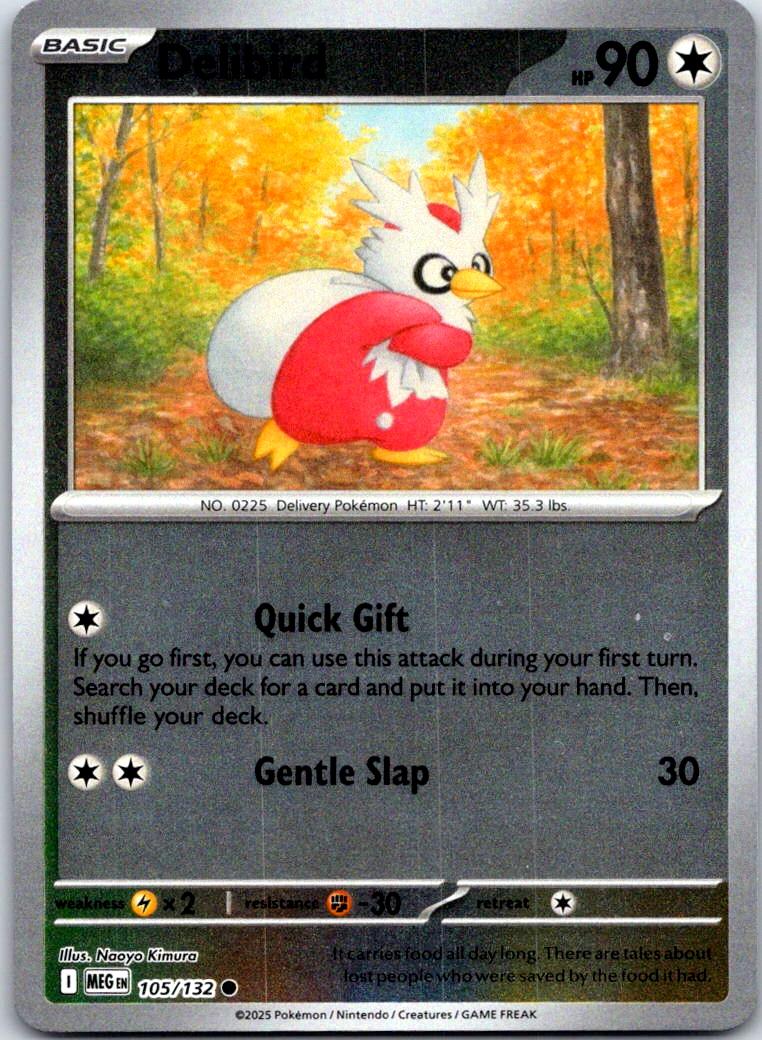 Delibird - 105/132 - Reverse Holo - MEGA EVOLUTION - Pokemon - Common | AB04-18