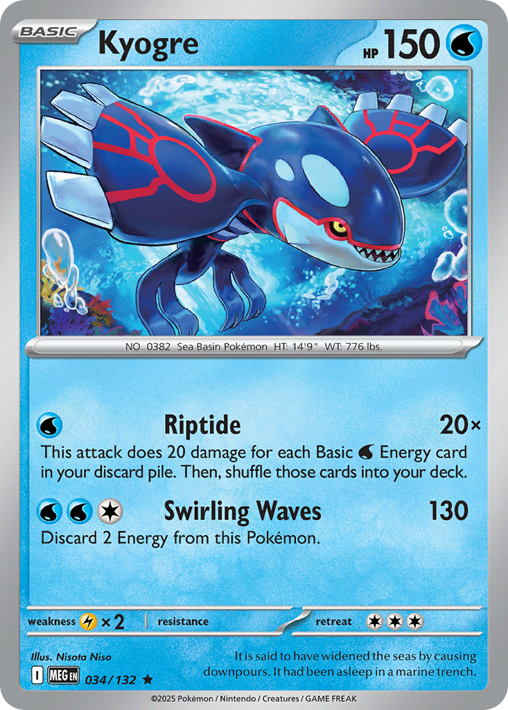 Kyogre - 034/132 - Holo - MEGA EVOLUTION - Pokemon - Rare | AA55-38