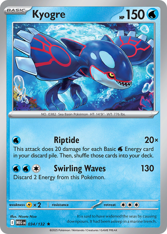 Kyogre - 034/132 - Holo - MEGA EVOLUTION - Pokemon - Rare | AA55-38