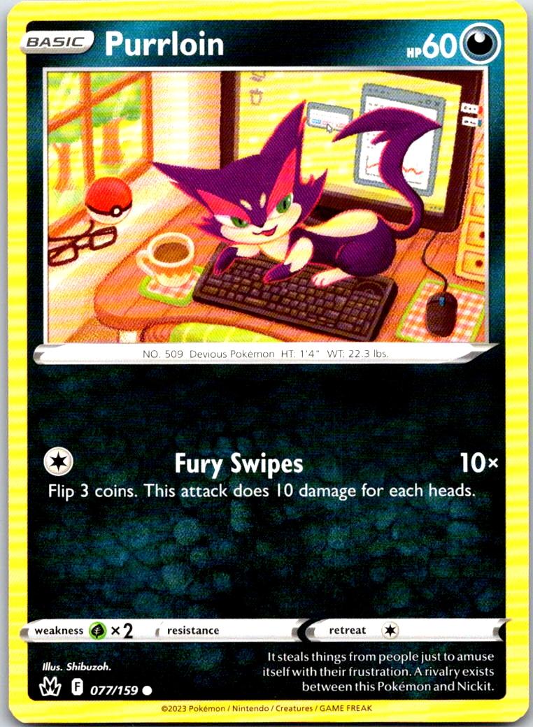 Purrloin - 077/159 - - CROWN ZENITH - Pokemon - Common | AA103-18