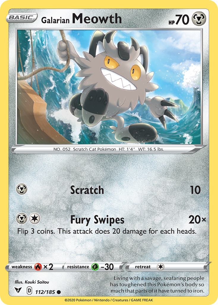 Galarian Meowth - 112/185 - - VIVID VOLTAGE - Pokemon - Common | AA21-30