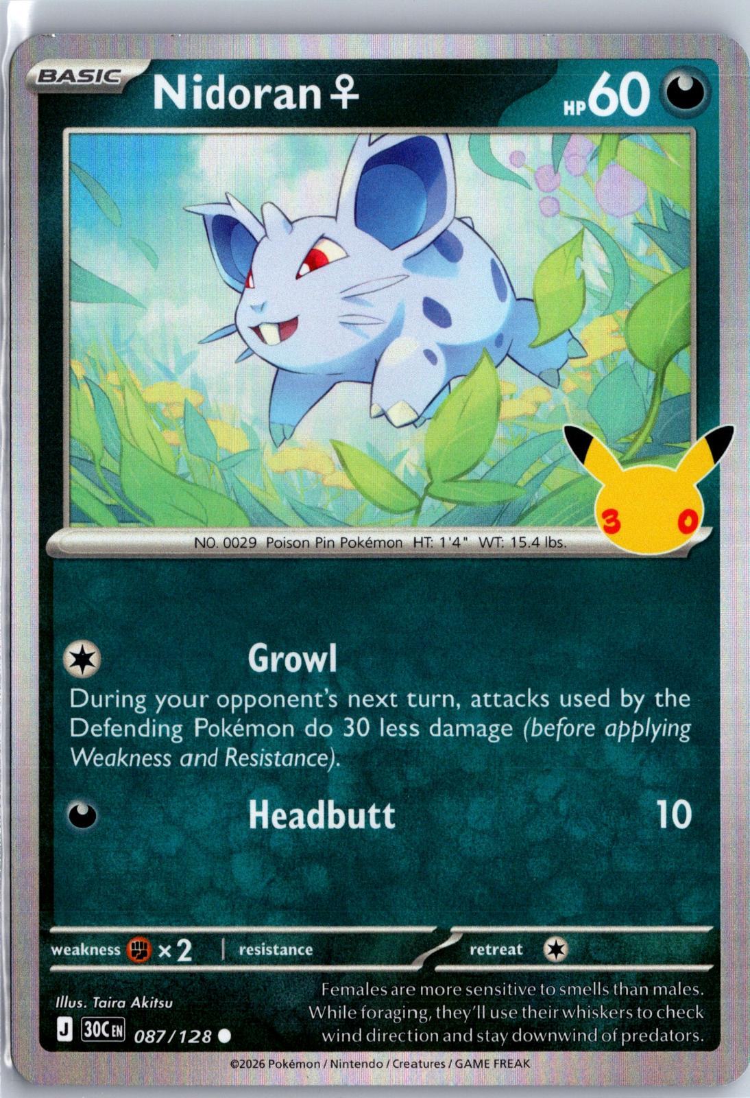 Nidoran F - 087/128 - Holo - ME: 30TH CELEBRATION - Pokemon - Common | AA98-8
