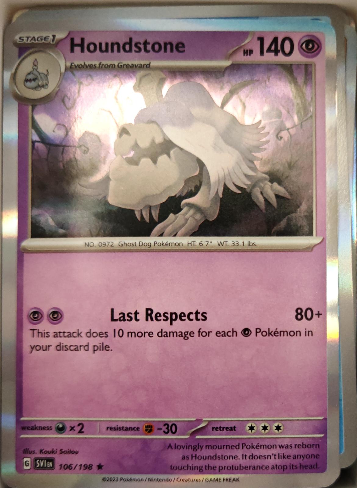 Houndstone - 106/198 - Holo - SCARLET & VIOLET - Pokemon - Rare | AA13-69