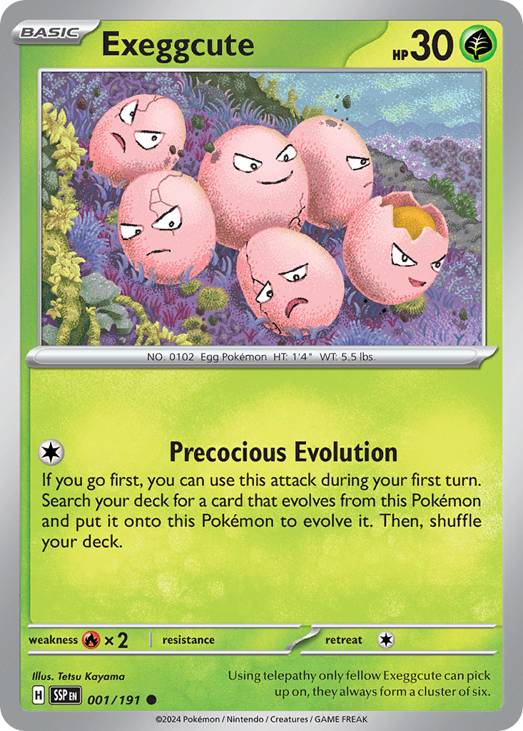 Exeggcute - 001/191 - Reverse Holo - SURGING SPARKS - Pokemon - Common | AA19-7