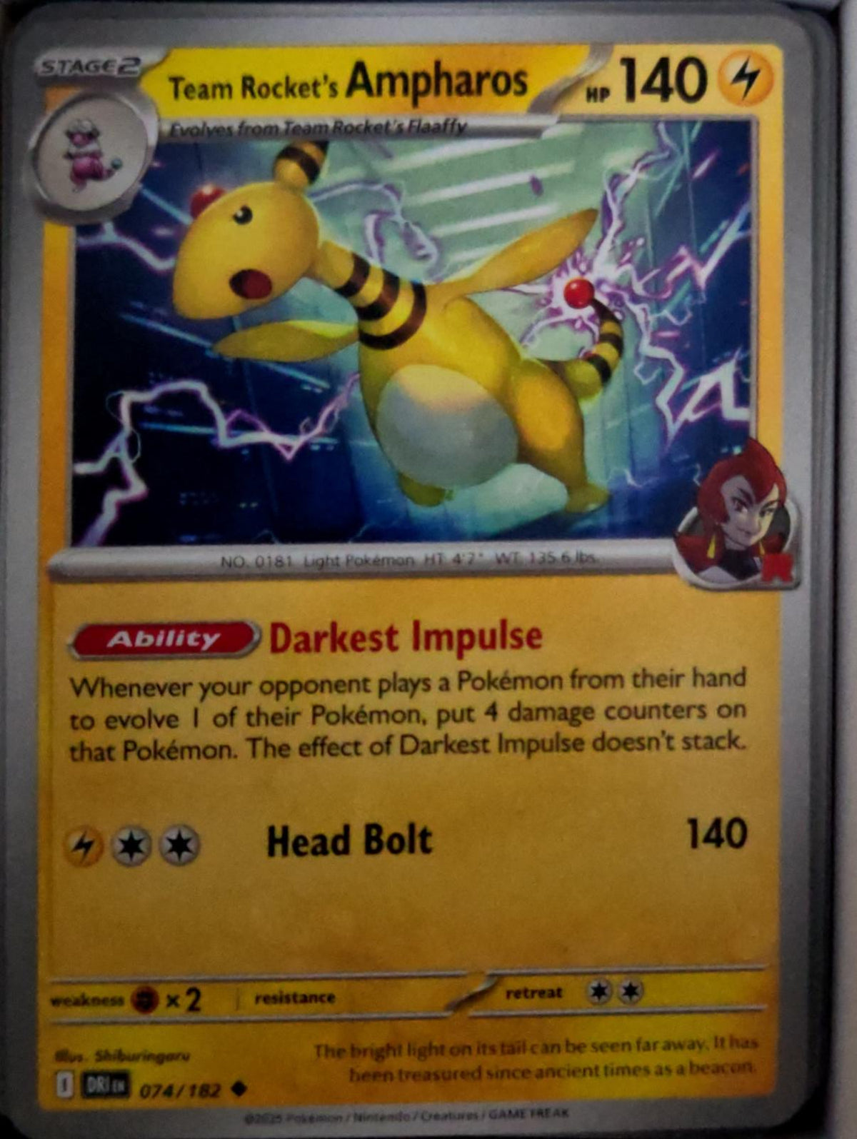 Team Rocket's Ampharos - 074/182 - - DESTINED RIVALS - Pokemon - | AA53-30