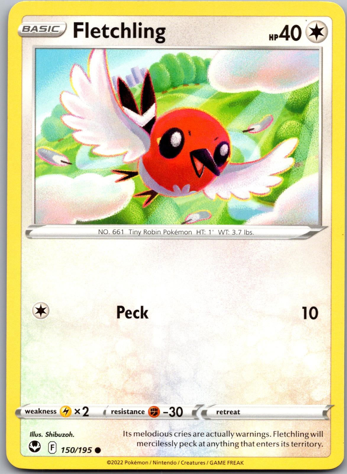 Fletchling - 150/195 - - SILVER TEMPEST - Pokemon - Common | AA91-6