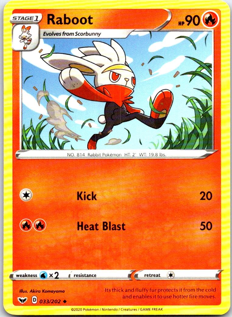 Raboot - 033/202 - - SWORD & SHIELD - Pokemon - Uncommon | AB65-5