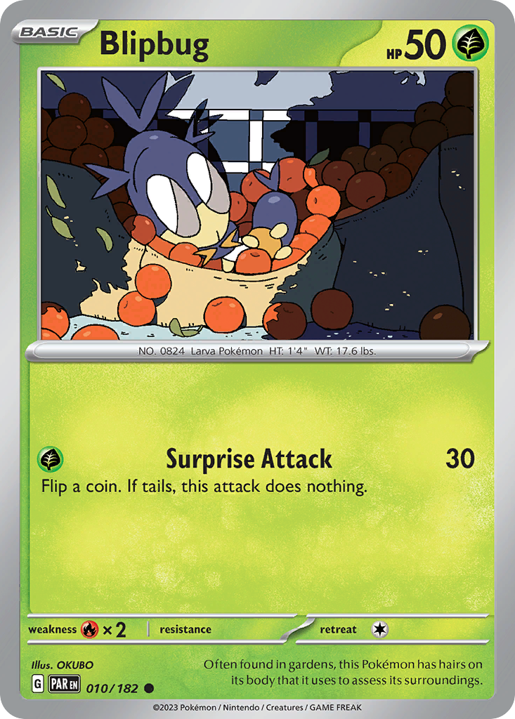 Blipbug - 010/182 - Reverse Holo - PARADOX RIFT - Pokemon - Common | AA72-35