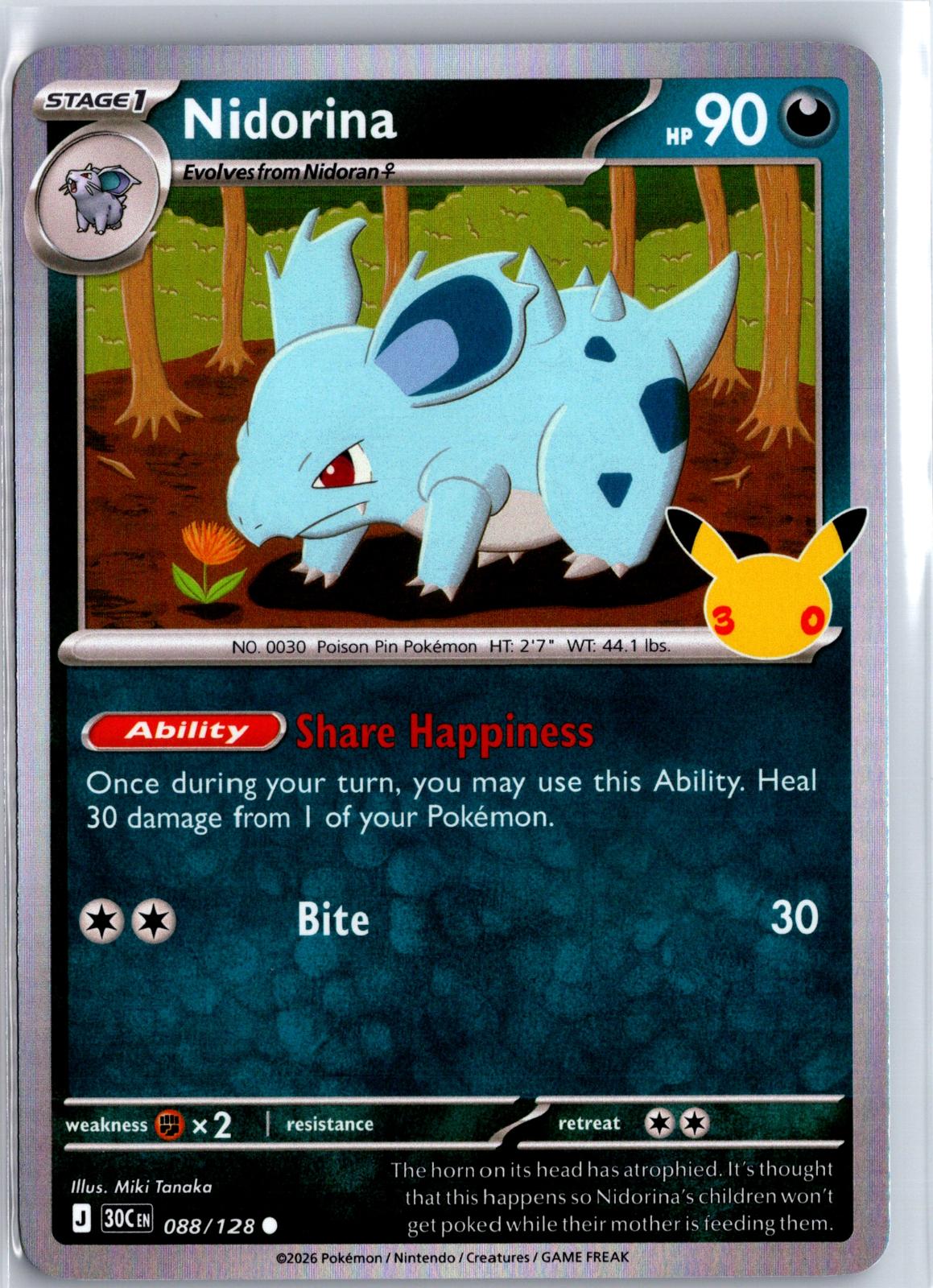 Nidorina - 088/128 - Holo - ME: 30TH CELEBRATION - Pokemon - Common | AA97-7