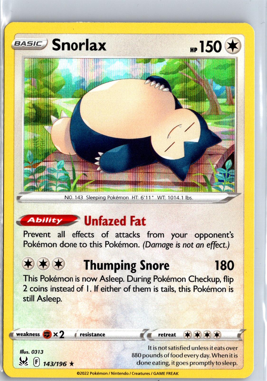 Snorlax - 143/196 - Holo - LOST ORIGIN - Pokemon - Rare | AB05-54