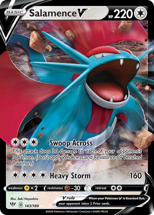 Salamence V - 143/189 - Holo - DARKNESS ABLAZE - Pokemon - V Rare | AA33-4
