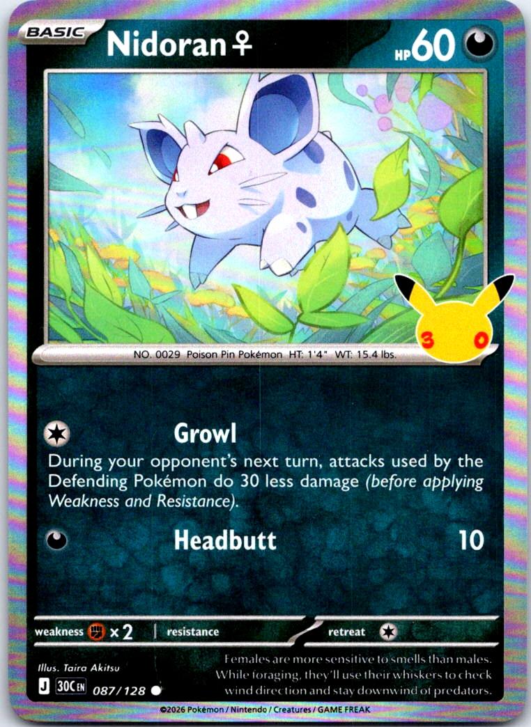 Nidoran F - 087/128 - Holo - ME: 30TH CELEBRATION - Pokemon - Common | AB31-1