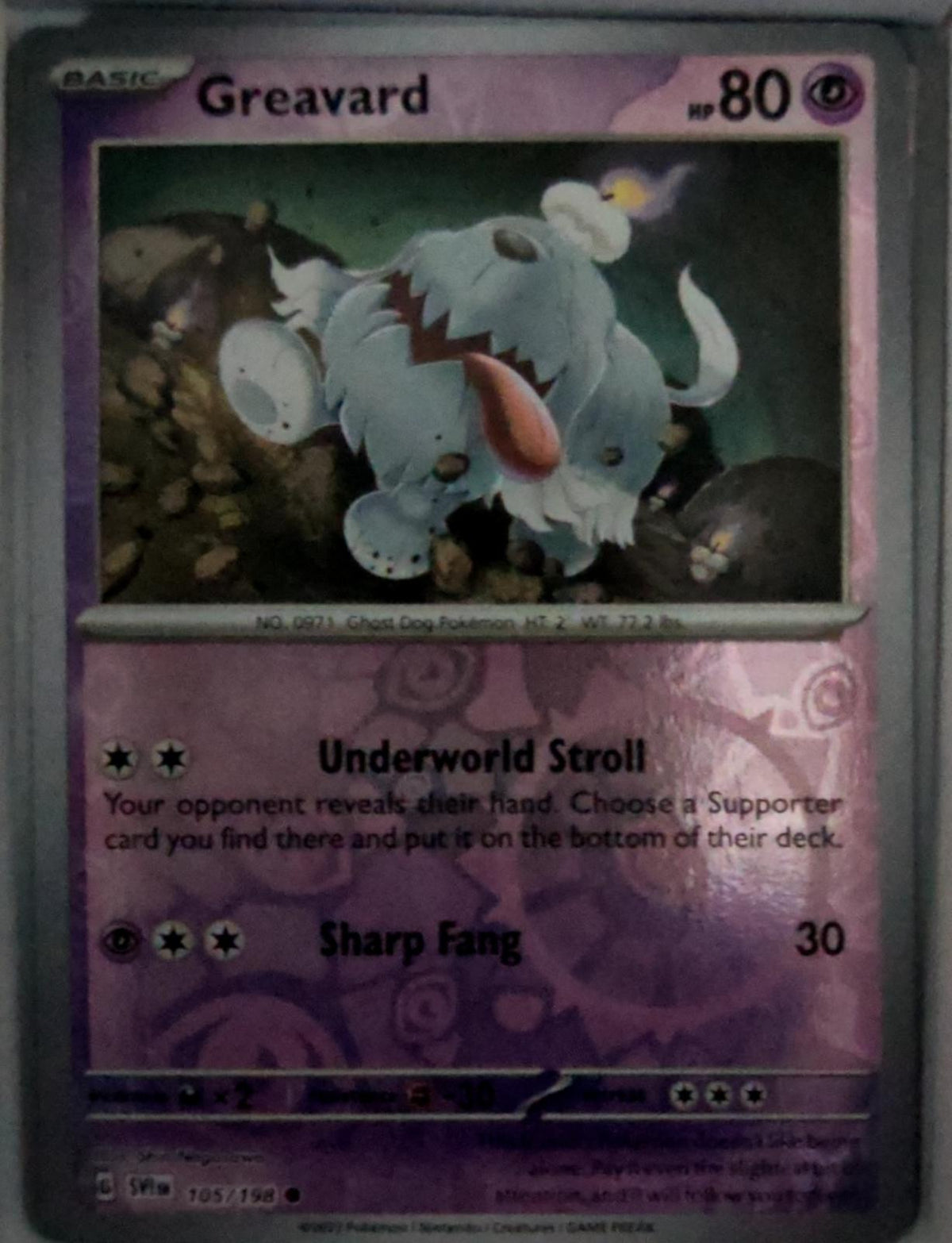 Greavard - 105/198 - Reverse Holo - SCARLET & VIOLET - Pokemon - Common | AA49-4